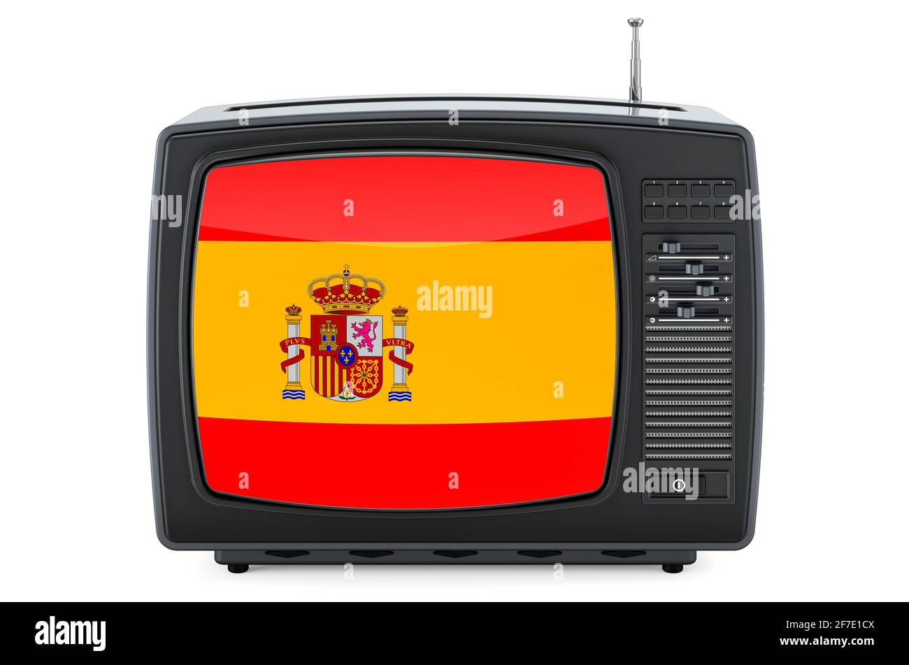 Concept de télévision espagnole. Téléviseur avec drapeau de l'Espagne.  Rendu 3D isolé sur fond blanc Photo Stock - Alamy