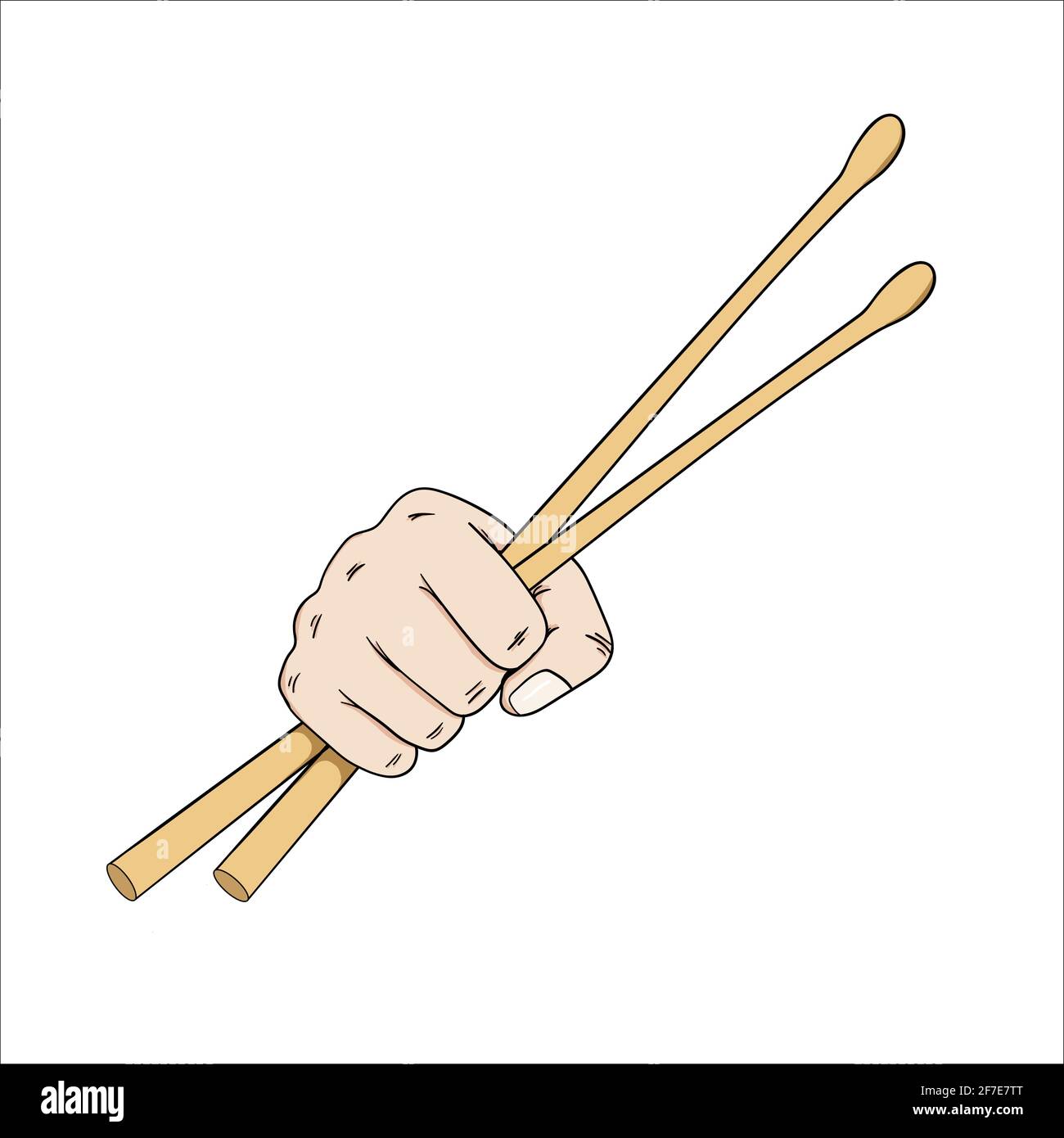 rock and roll music concept main tenant des pilons isolés blanc illustration vectorielle d'arrière-plan Illustration de Vecteur