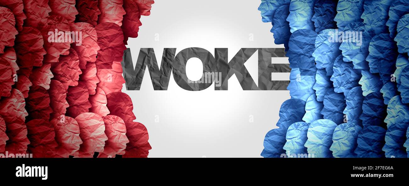 Woke société divisée et médias censure concept ou la division sociale et wokeness annuler la culture. Banque D'Images