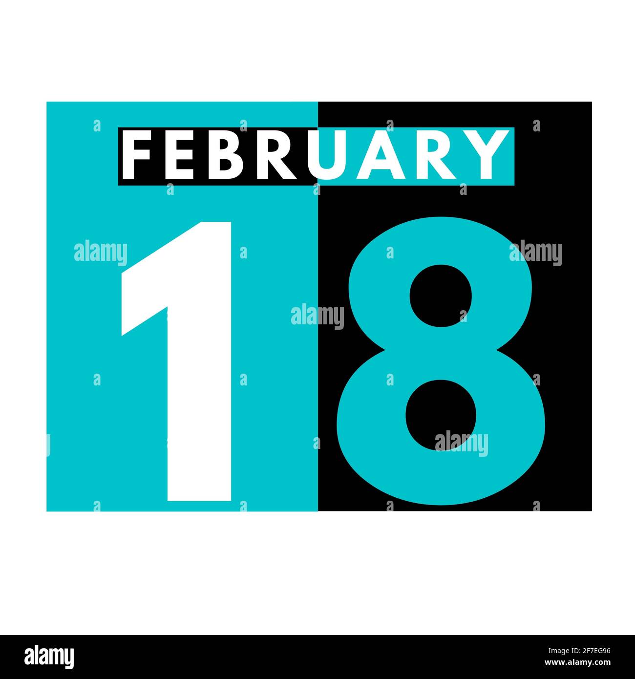Février 18 . Icône de calendrier quotidien plat .date, jour, mois .calendrier pour le mois de février Banque D'Images