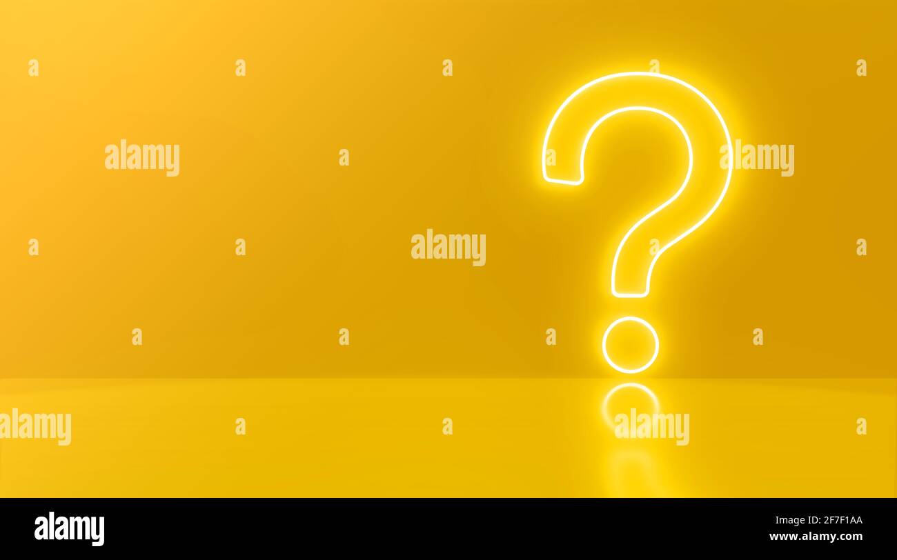 point d'interrogation devant un fond de mur de couleur rouge. Concept de support commercial - rendu 3d - illustration. Banque D'Images