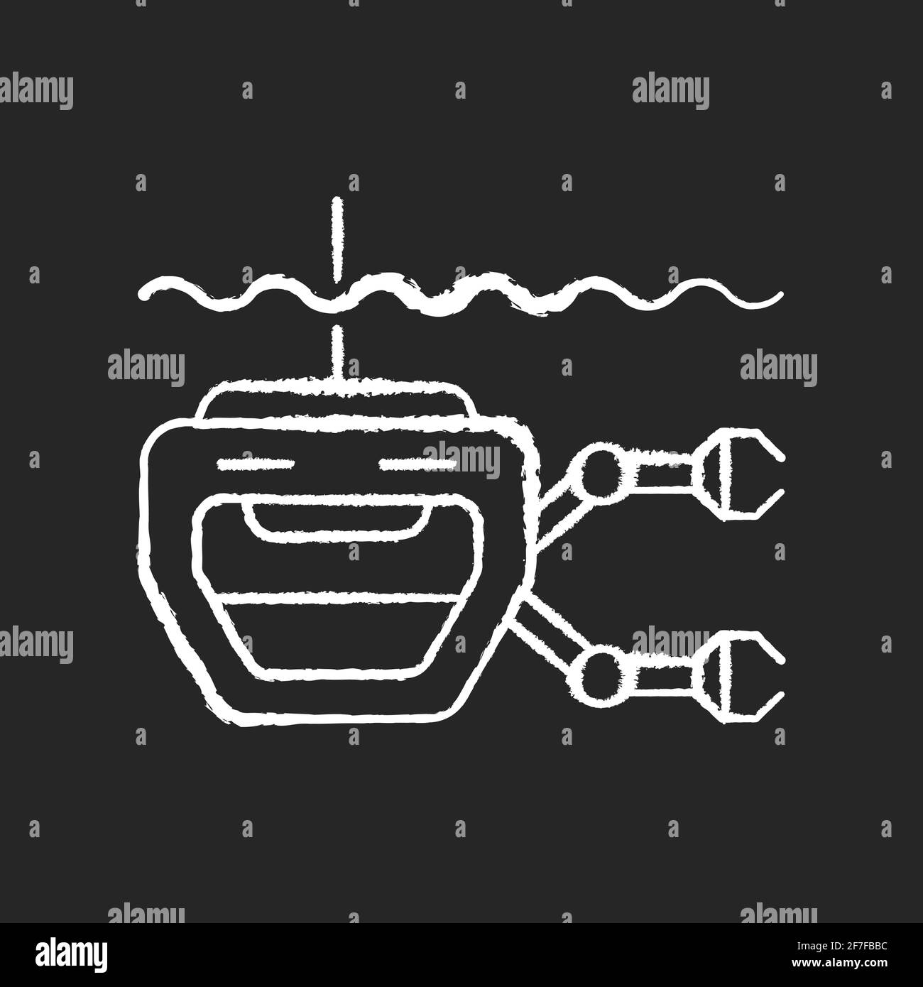 Icône de craie blanche ROV sur fond noir Illustration de Vecteur