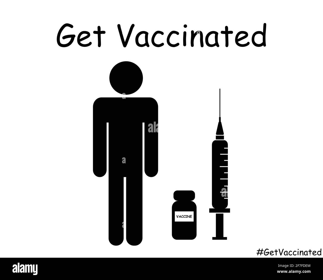 Faites-vous vacciner Stick Figure Man. Illustration de l'icône EPS vectoriel en noir et blanc Illustration de Vecteur