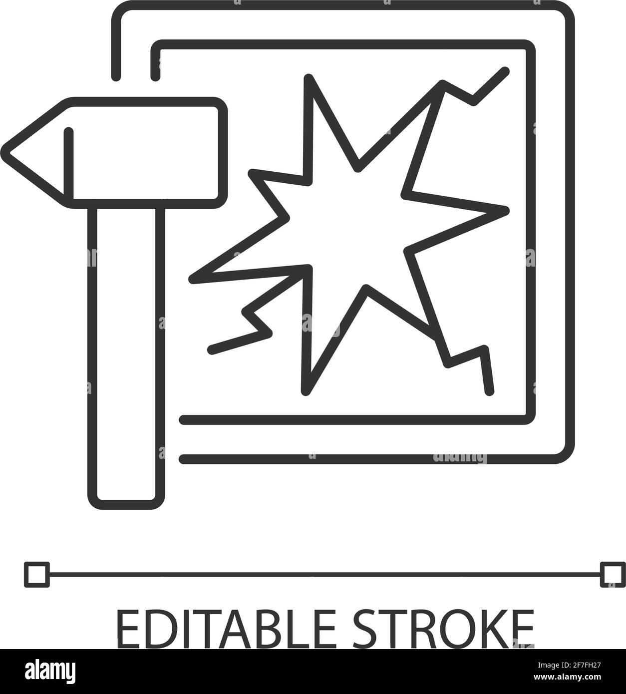 Briser la vitre en cas d'icône linéaire d'urgence Illustration de Vecteur