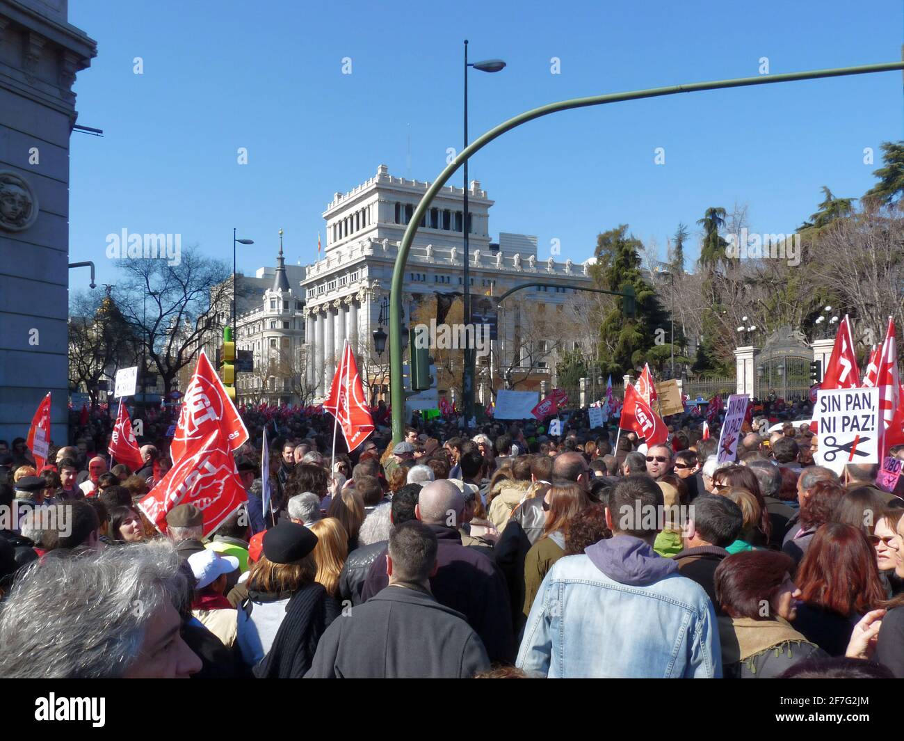 Madrid, Espagne; février 19 2012. Manifestation massive à Madrid lors des manifestations du 19-F, menées par le mouvement des 15-M. Photographie prise le 19 février Banque D'Images