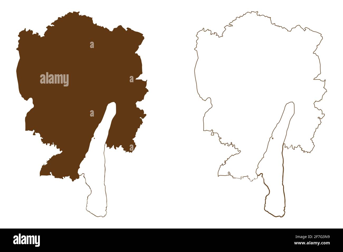 Starnberg district (République fédérale d'Allemagne, district rural haute-Bavière, Free State of Bavaria) carte illustration vectorielle, scribble sketch Starnbe Illustration de Vecteur