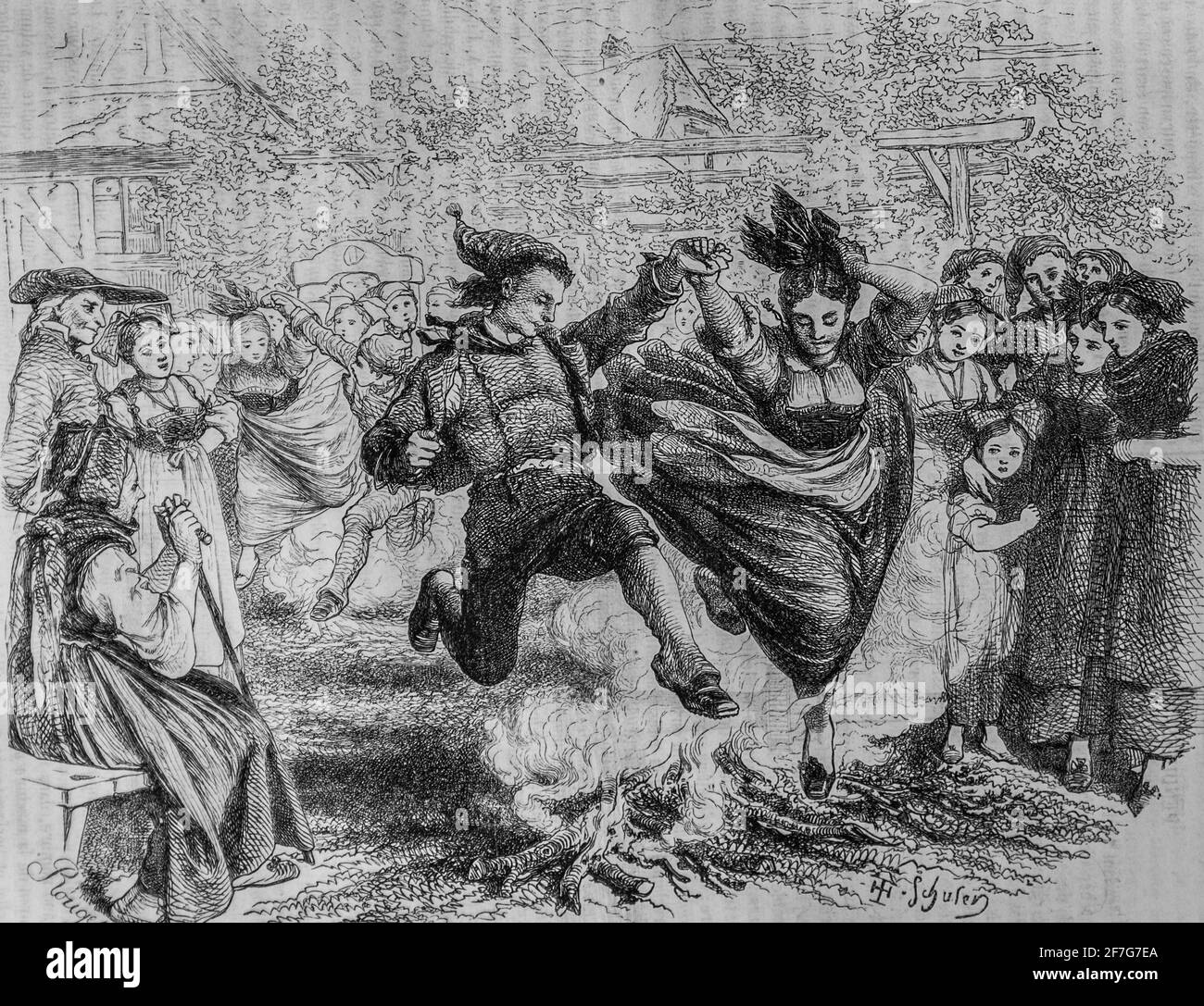 la tête de la saint jean en alsace, le magazin par edouard charton,1870 Banque D'Images