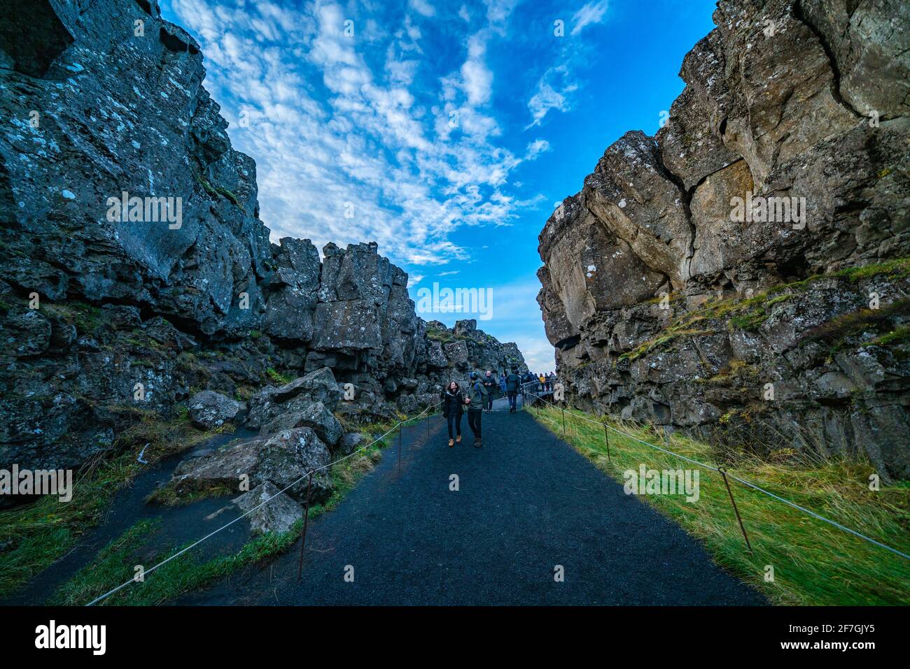 Plaques tectoniques pour l'Amérique du Nord et l'Eurasie - Islande - Thingvellir Parc national Banque D'Images