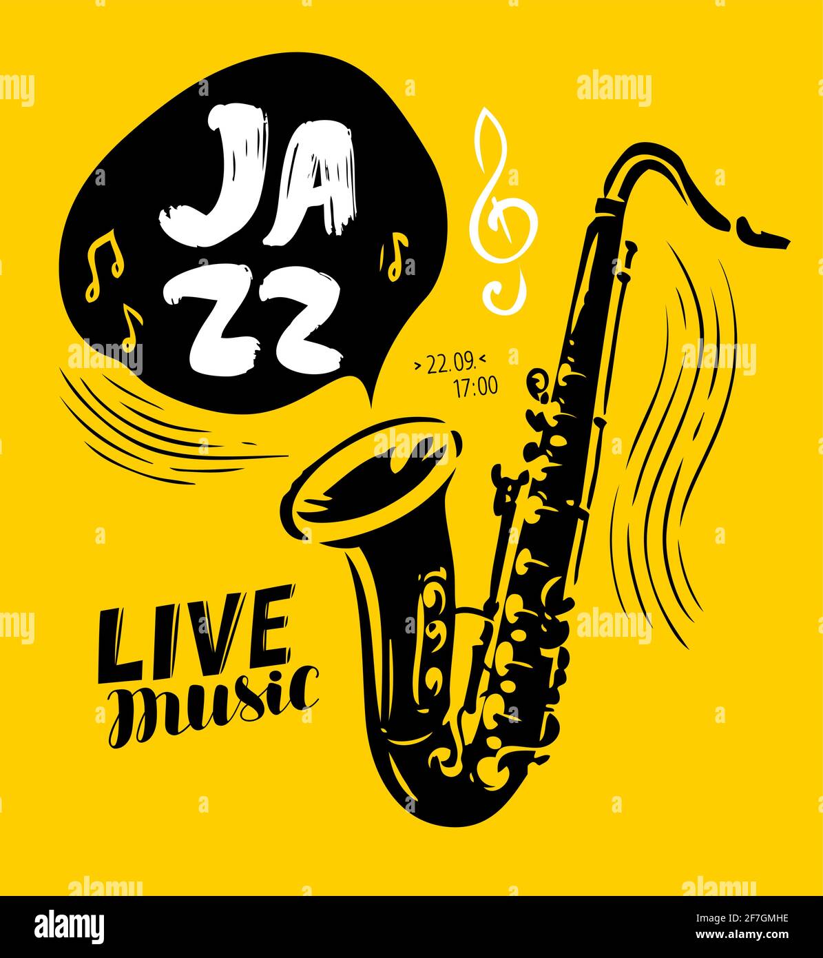 Affiche musicale avec saxophone. Illustration vectorielle du concept du festival de jazz Illustration de Vecteur