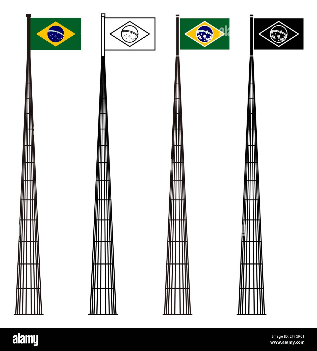 Mât du drapeau brésilien national, Brasilia ville Illustration de Vecteur