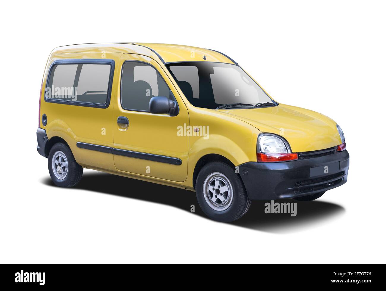 Renault Kangoo jaune isolé sur fond blanc Banque D'Images