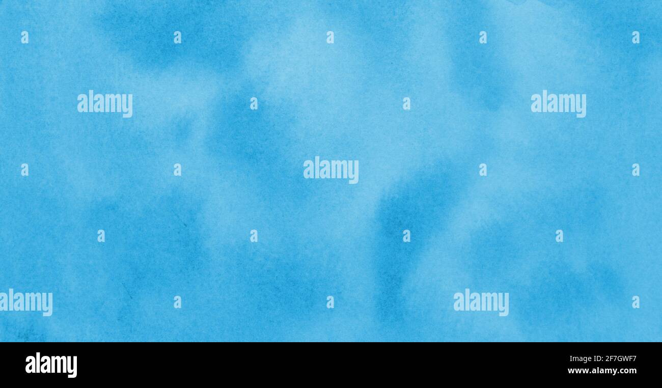 Peinture aquarelle ciel bleu vif. Illustration d'arrière-plan de texture abstraite. Style d'image horizontal. Banque D'Images