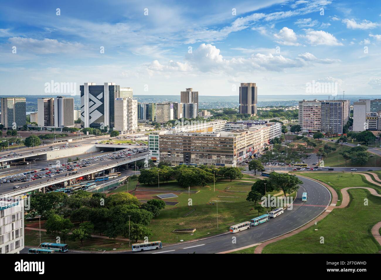 Vue aérienne de Brasilia et du secteur bancaire du Sud - Brasilia, District fédéral, Brésil Banque D'Images