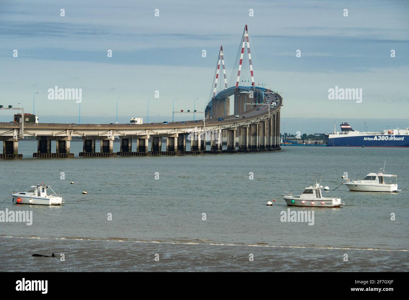 Saint-Brevin-les-Pins, France - 21 août 2018 : Pont de Saint-Nazaire Banque D'Images