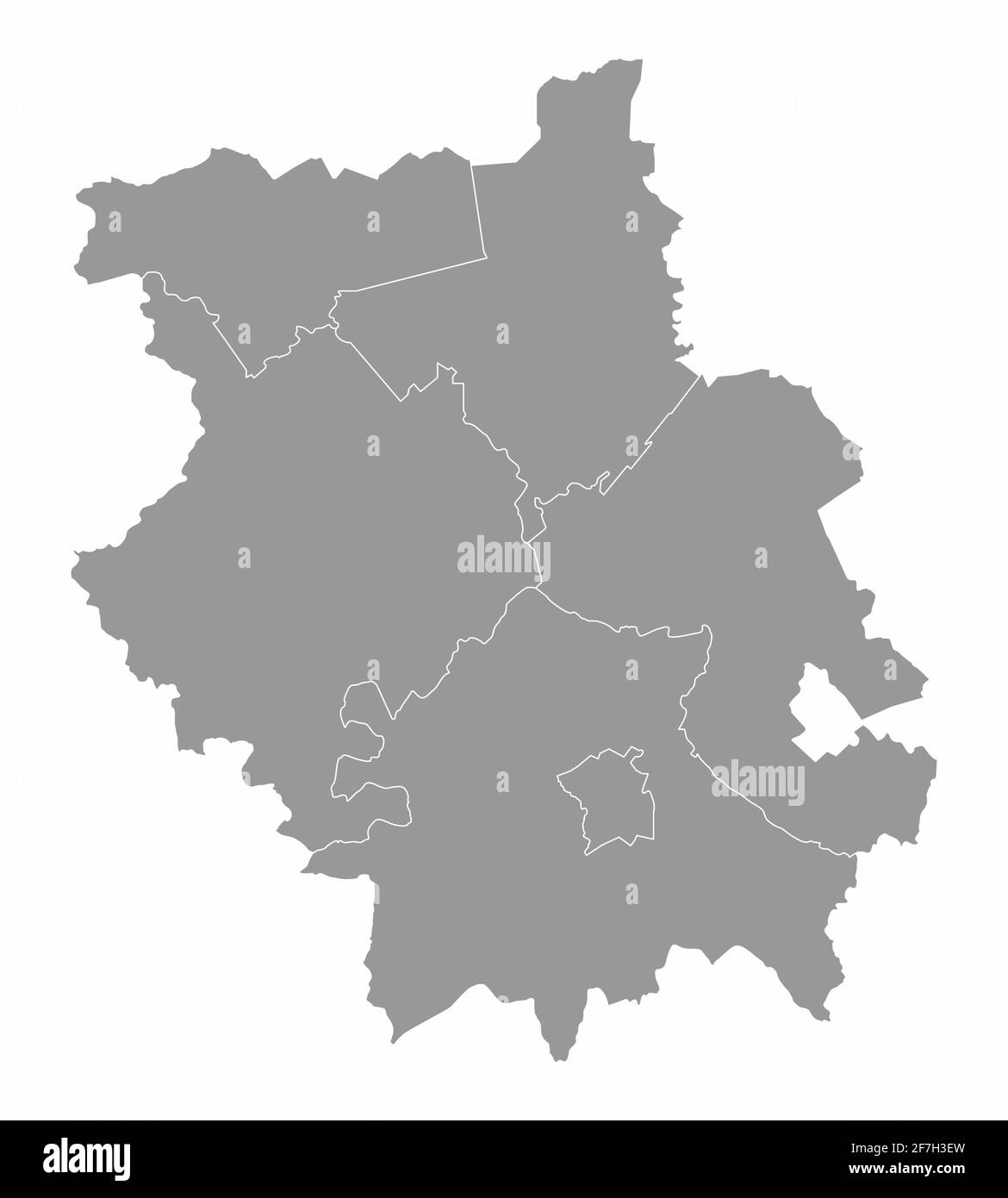 La carte isolée du comté de Cambridgeshire est divisée en districts, en Angleterre Illustration de Vecteur