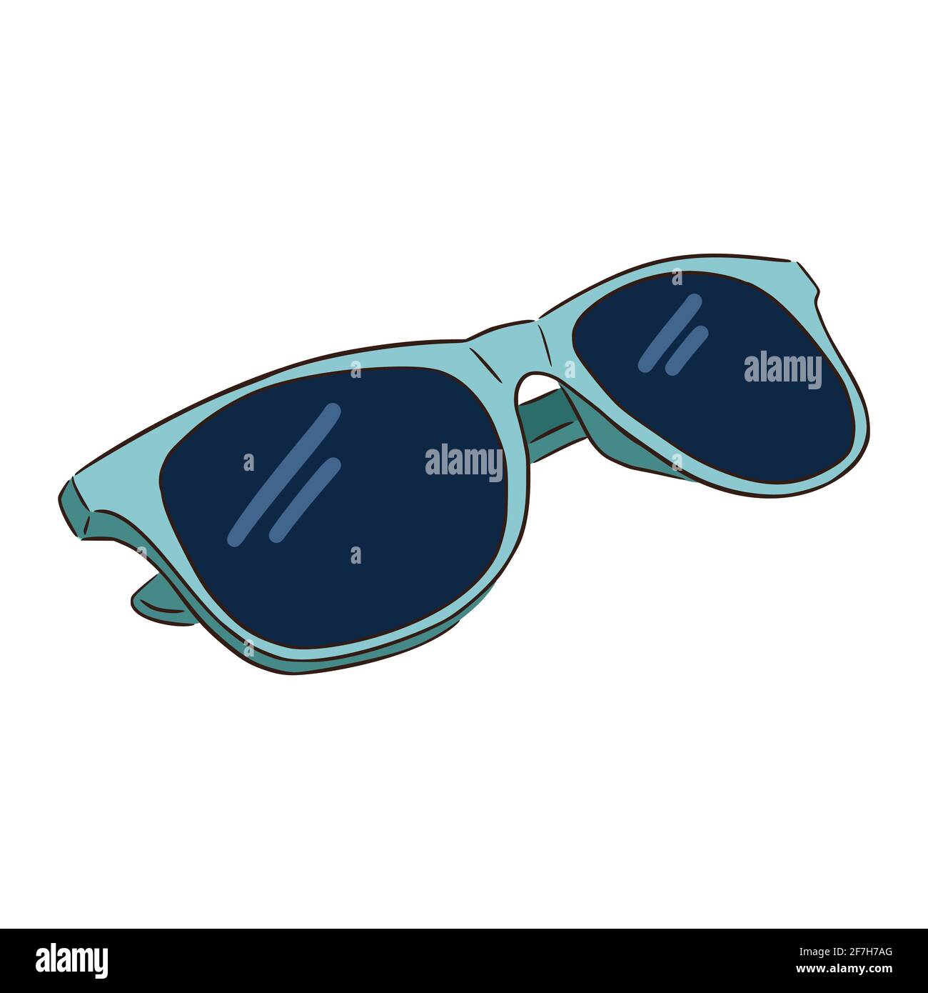 Dessin de ligne bleu lunettes de soleil isolé illustration vectorielle sur  fond blanc, style plat Image Vectorielle Stock - Alamy