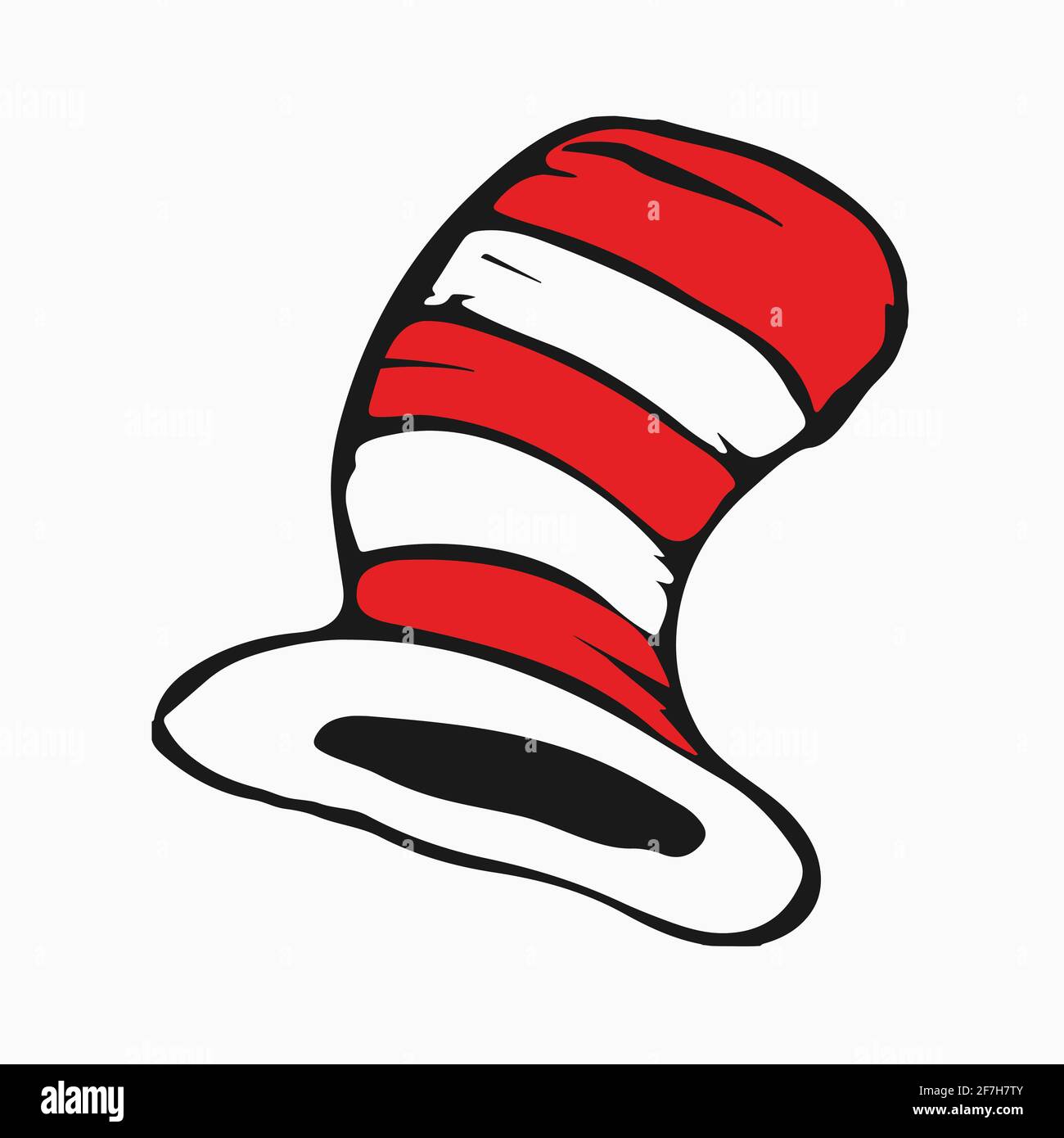 Dr Seuss chat dans le chapeau. Chapeau, moustaches Illustration de Vecteur