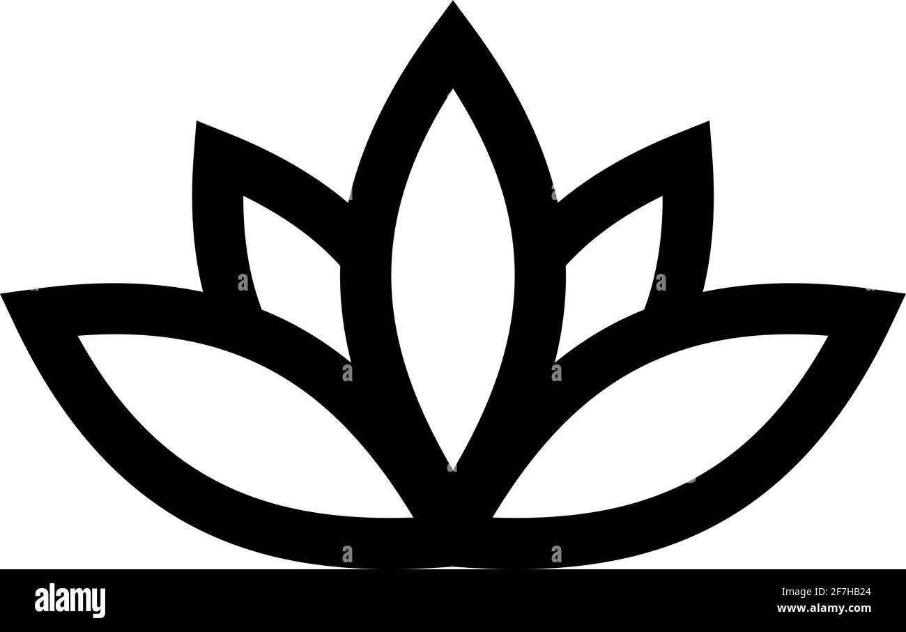 Symbole de plante Lotus. Thème spa et bien-être. Illustration vectorielle noire plate Illustration de Vecteur