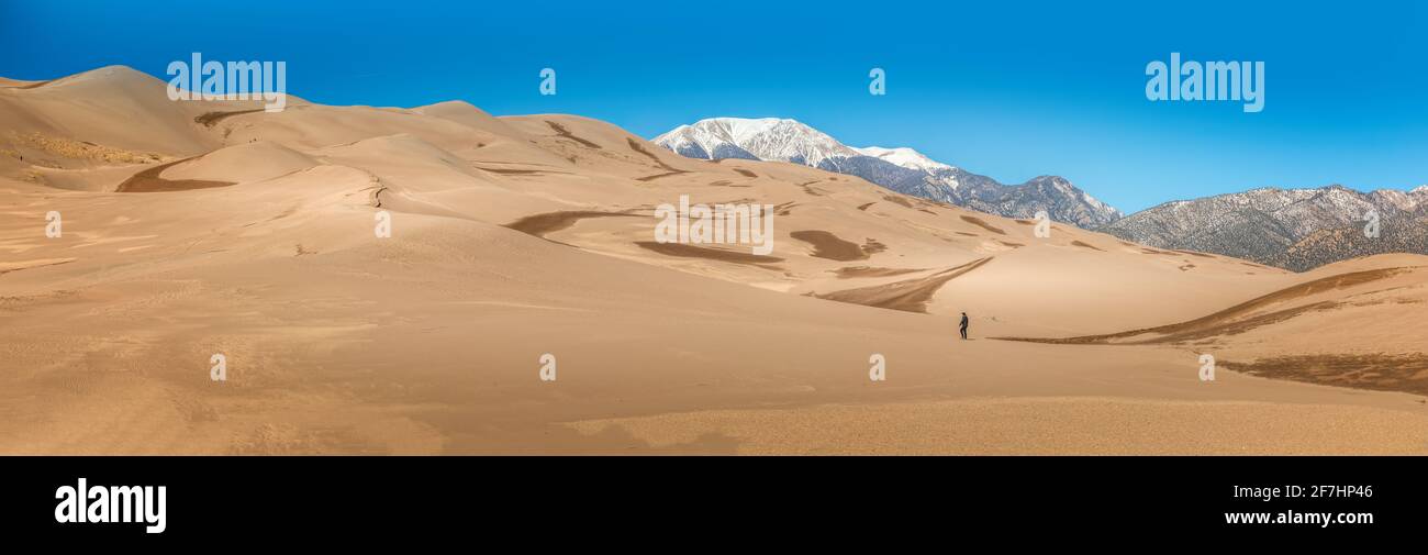 Panorama du parc national des Great Sand Dunes, Colorado Banque D'Images