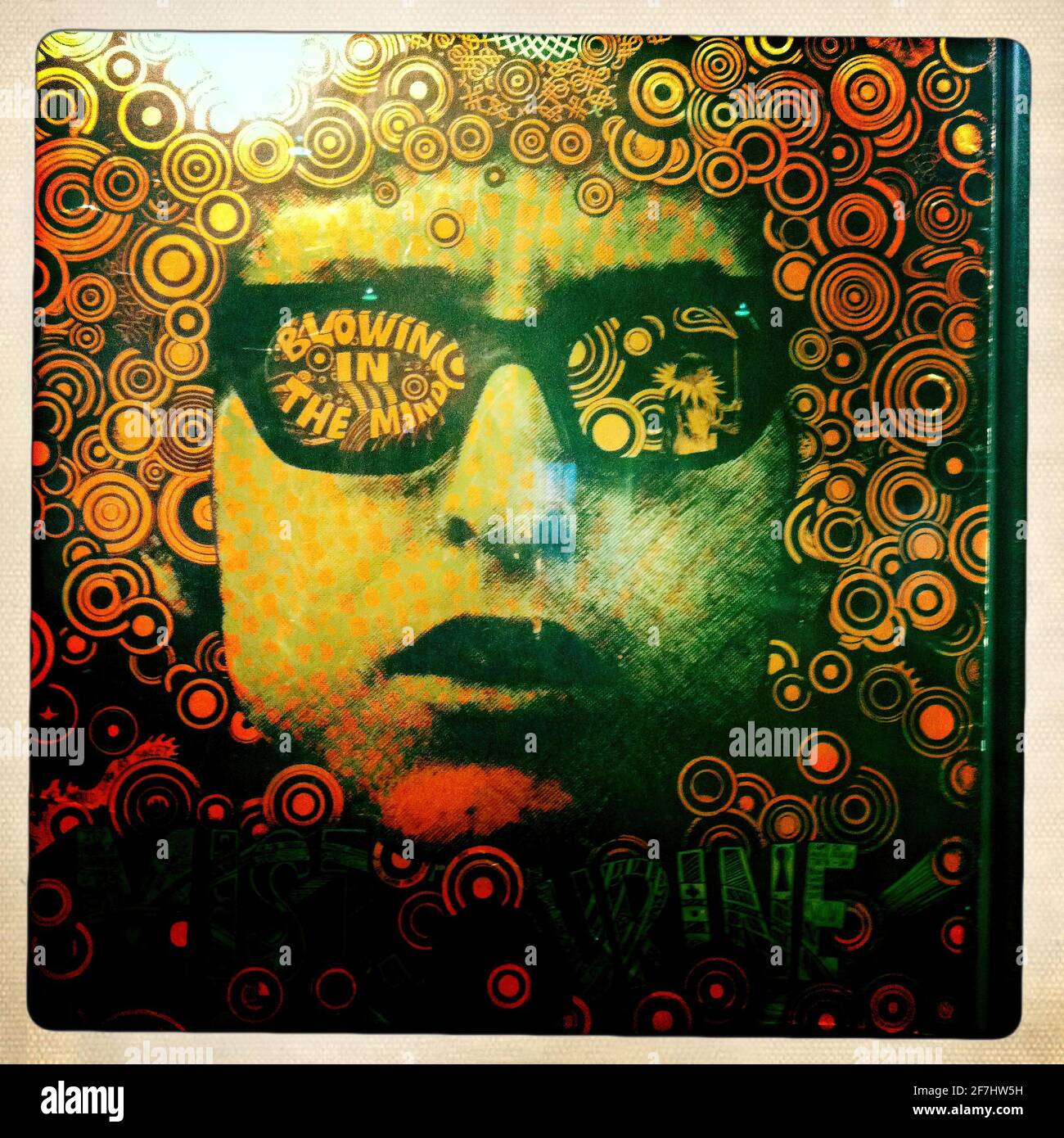 Une affiche musicale vintage Bob Dylan Blowin' dans l'esprit Banque D'Images