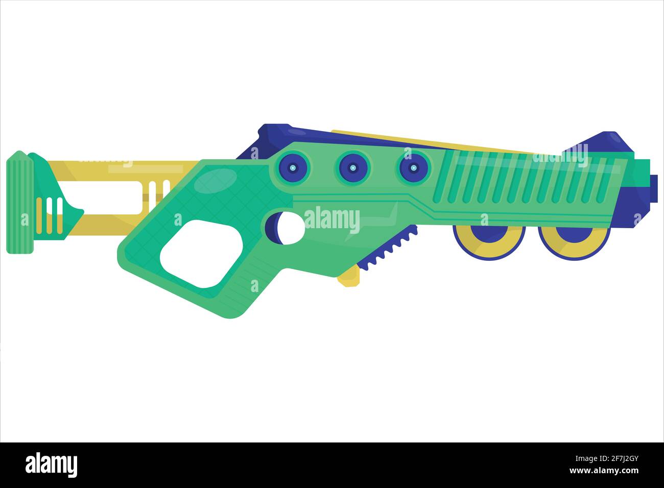 vecteur concept illustration d'un blaster. armes pour jeux d'ordinateur. pistolet multicolore tir un faisceau laser. armes exotiques . Illustration de Vecteur