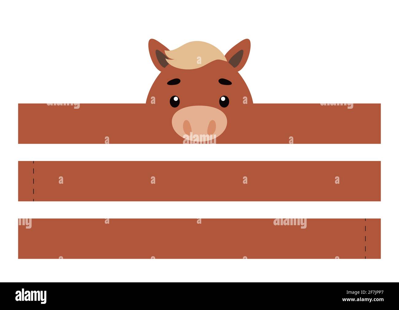 Couronne en papier à cheval imprimable. Bandeau de fête modèle découpé pour anniversaire, noël, douche de bébé. Accessoire amusant pour le divertissement. Imprimez, coupez et glu Illustration de Vecteur