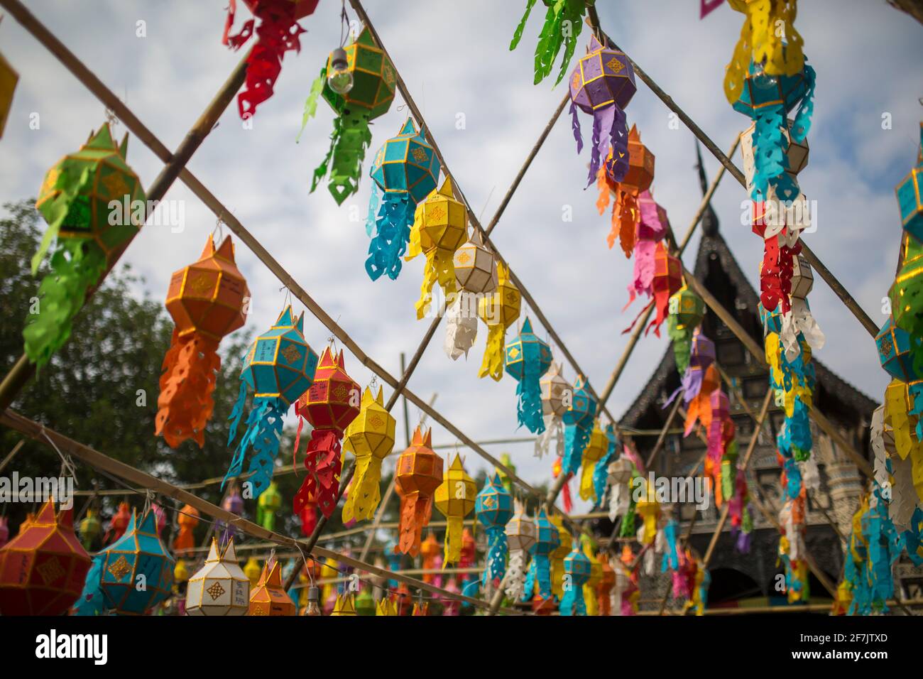 Temple à Chiang Mai, Thaïlande. Banque D'Images