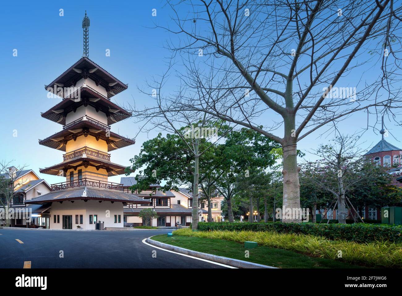 Architecture japonaise dans le parc Haihuadao, Hainan, Chine. Banque D'Images