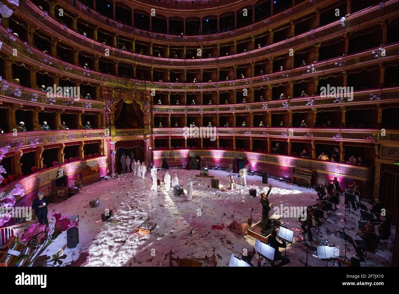 Répétition de l'Opéra 'il crépuscolo dei sogni' (le crépuscule du rêve), Teatro Massimo, Palerme, Sicile, Italie, Europe, Banque D'Images