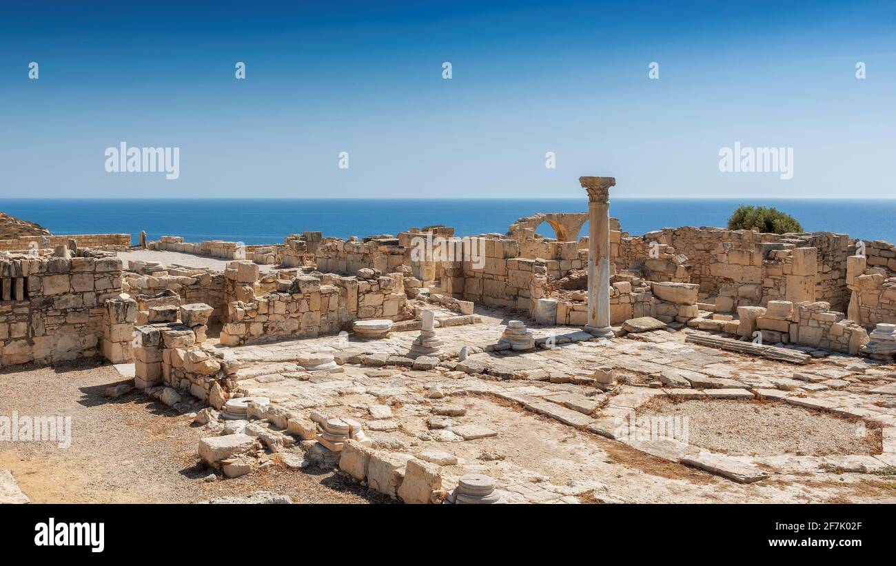 Vieilles ruines de l'ancien Kourion au coucher du soleil, Limassol. Chypre Banque D'Images