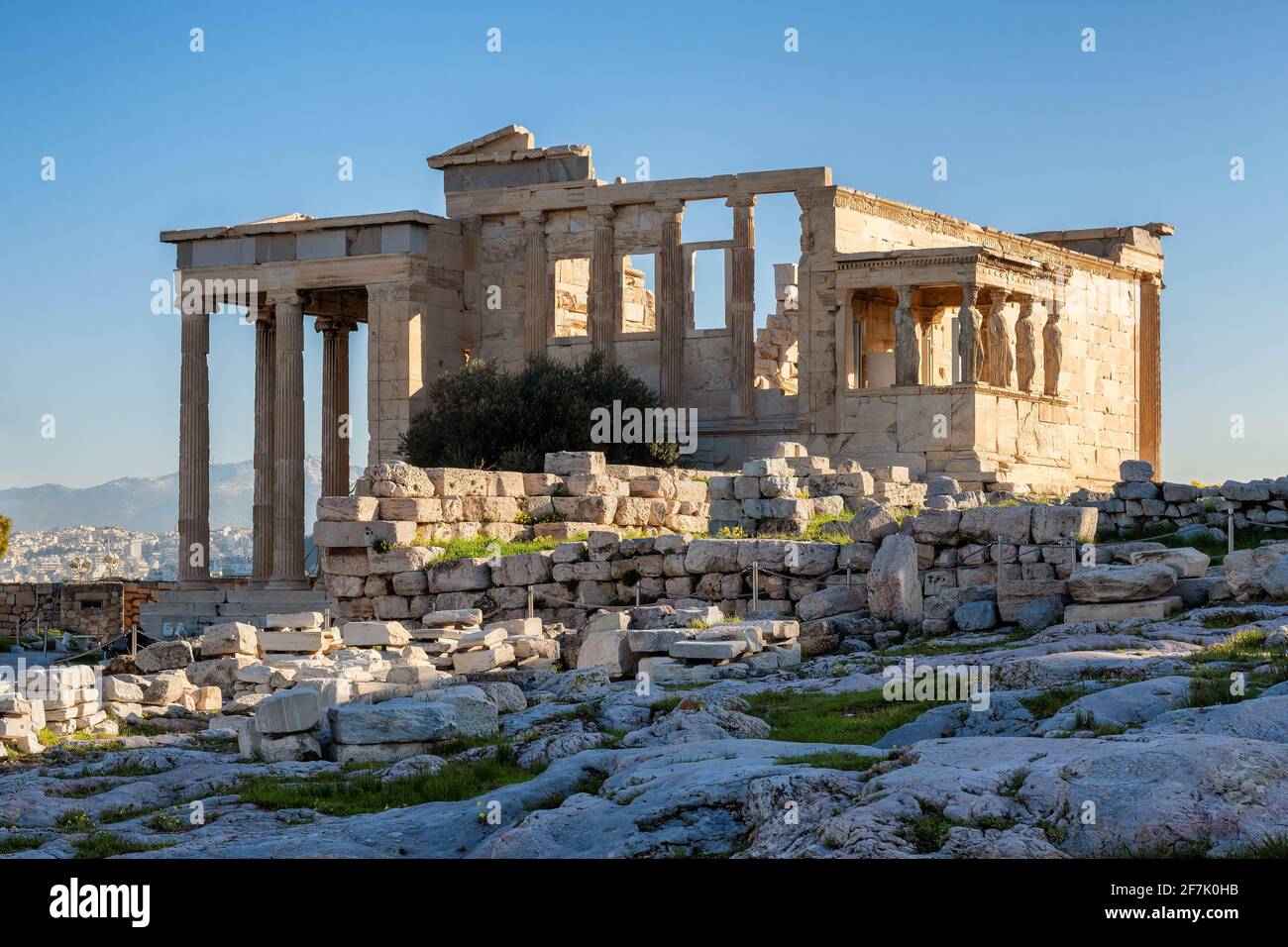 Temple d'Erechtheion ancien temple grec de l'Acropole d'Athènes, Grèce Banque D'Images