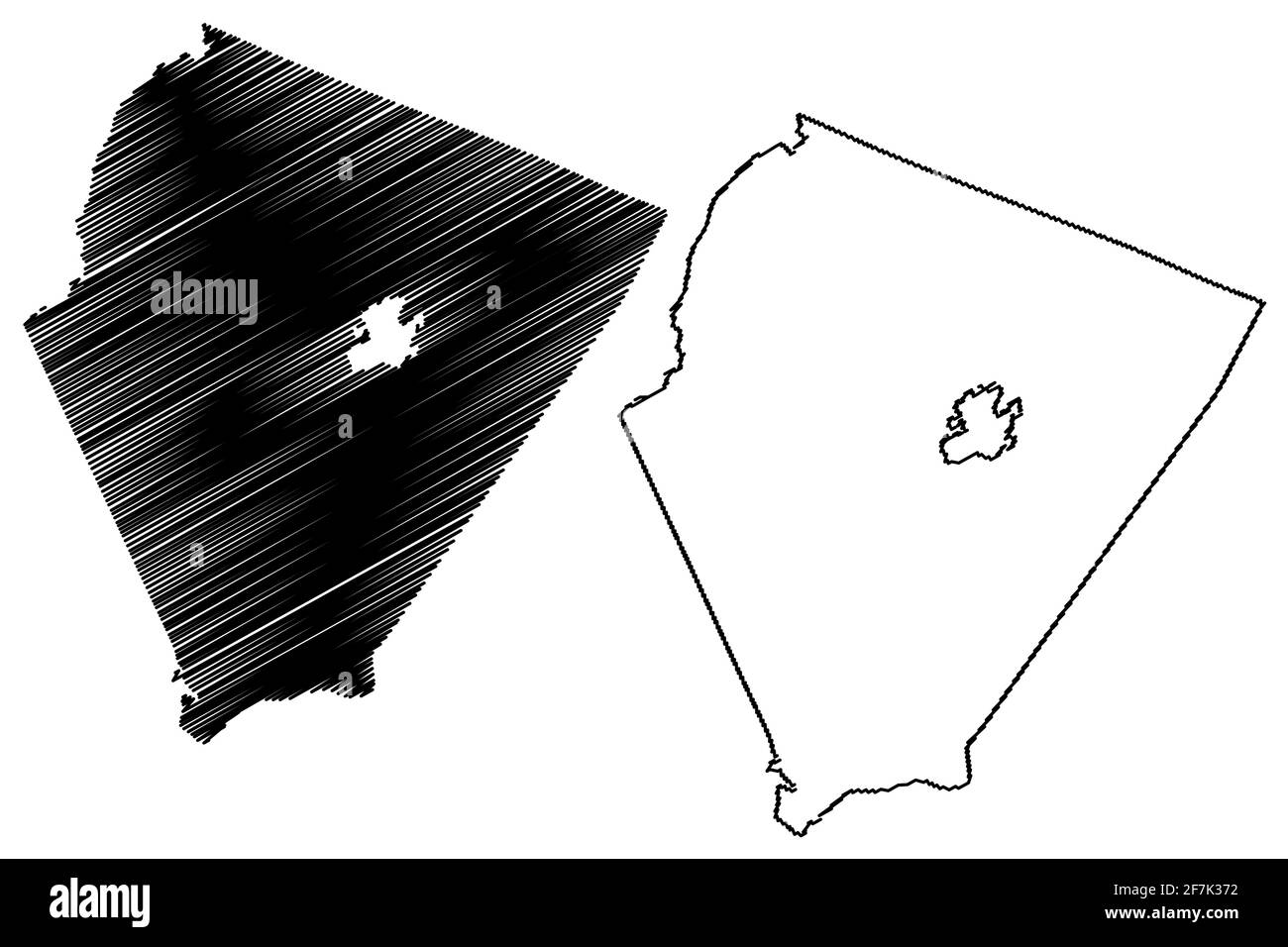 Comté d'Albemarle, Commonwealth of Virginia (comté des États-Unis, États-Unis d'Amérique, États-Unis, États-Unis, États-Unis) carte illustration vectorielle, scribble sketch Albemarle m Illustration de Vecteur