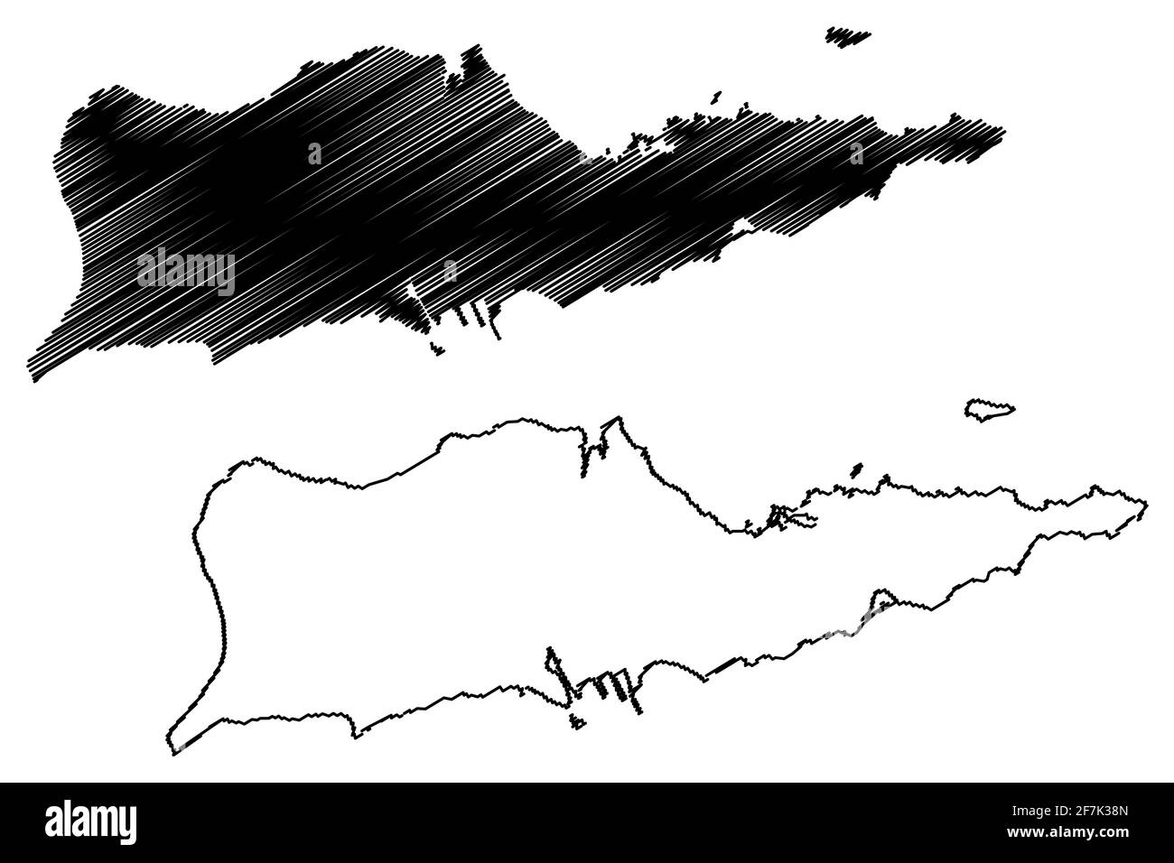 District de Sainte Croix, États-Unis Îles Vierges (comté des États-Unis, États-Unis d'Amérique, États-Unis, États-Unis, États-Unis) carte illustration vectorielle, scribble sketch St. Illustration de Vecteur