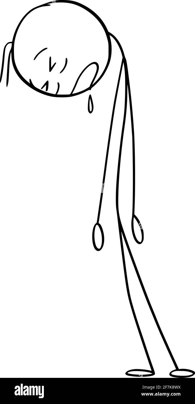 Homme, travailleur ou homme d'affaires endormi ou dormant debout, Illustration de la figure du bâton de dessin animé Vector Illustration de Vecteur