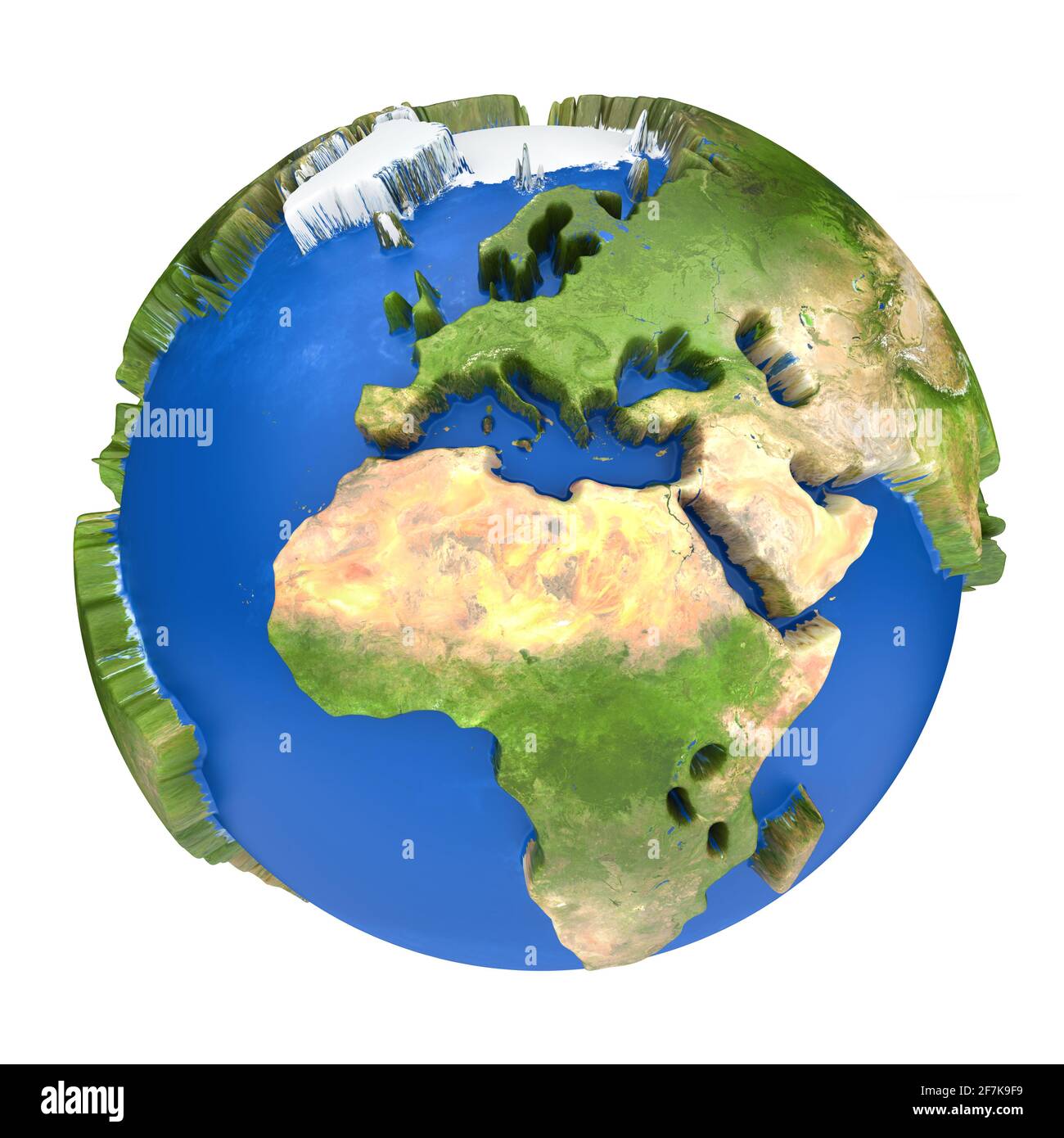 Carte du monde de la Terre. L'Afrique et l'Europe sur une planète. illustration du concept 3d Banque D'Images