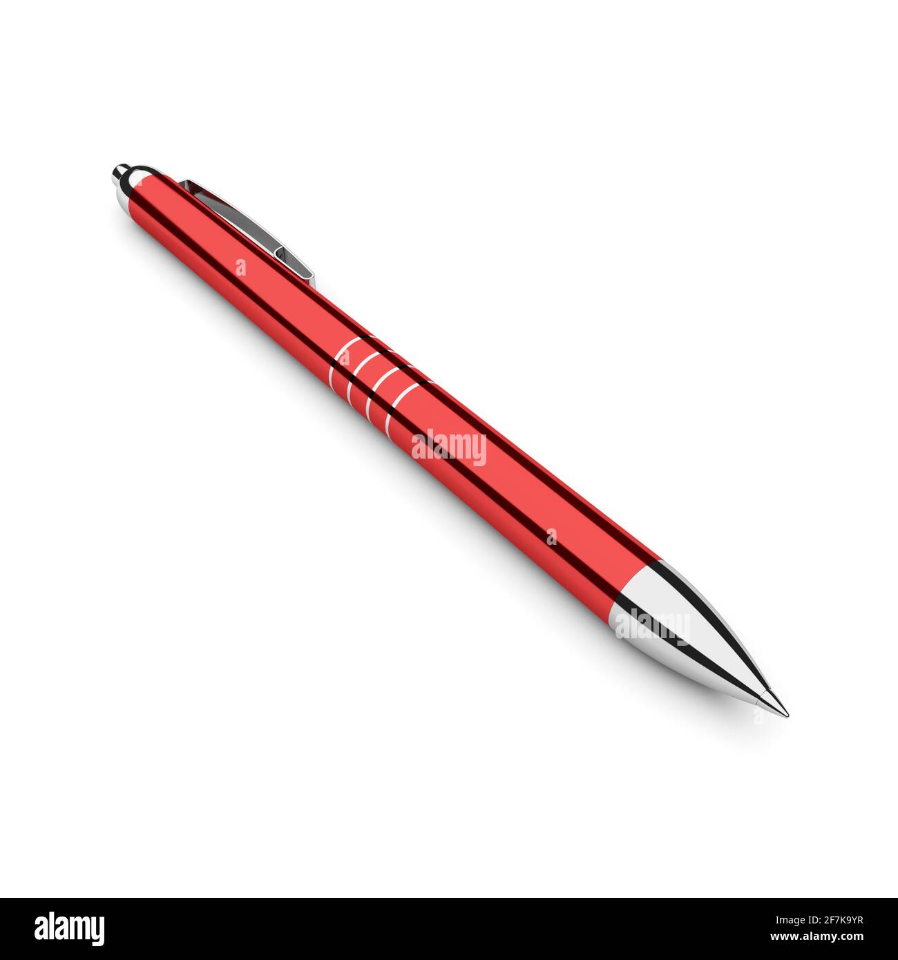 Stylo rouge sur fond blanc. image 3d Banque D'Images