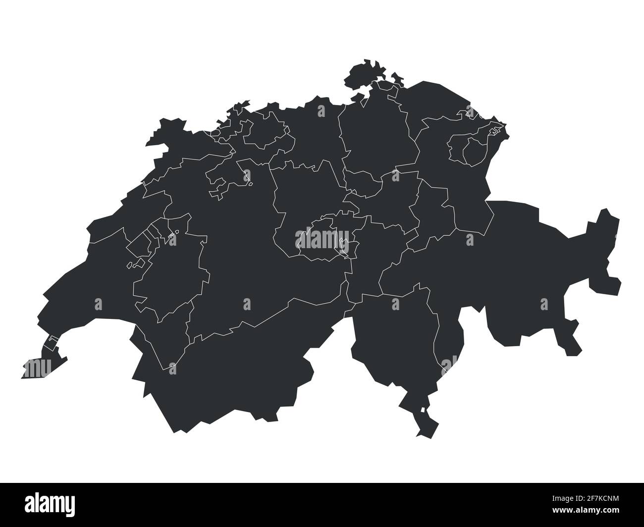 Suisse - carte vierge des cantons Illustration de Vecteur