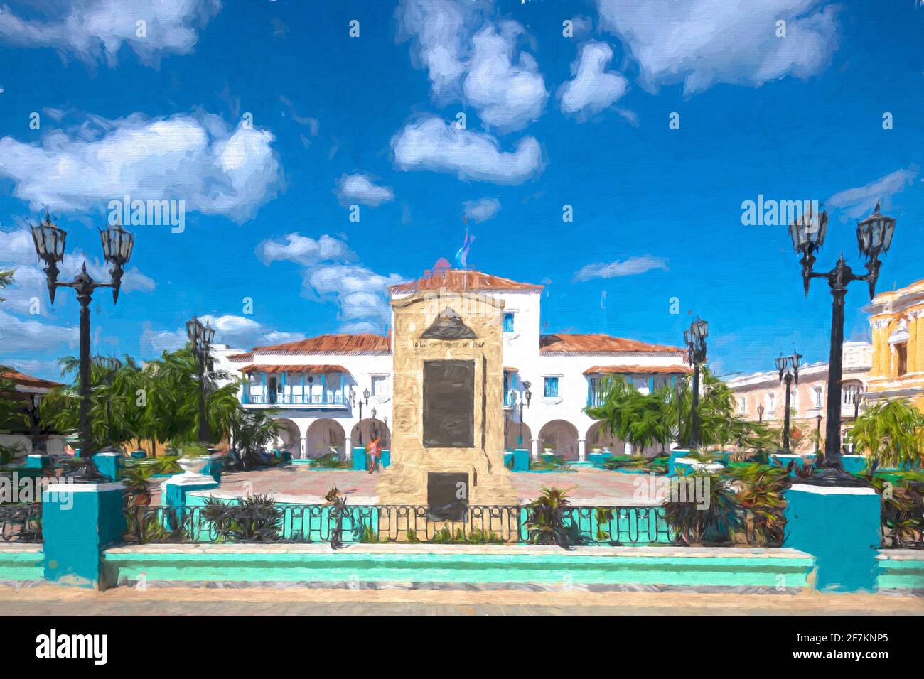 Santiago de Cuba, Cuba, Parc Cespedes dans le quartier du centre-ville, monument national cubain, 25 janvier 2020 Banque D'Images