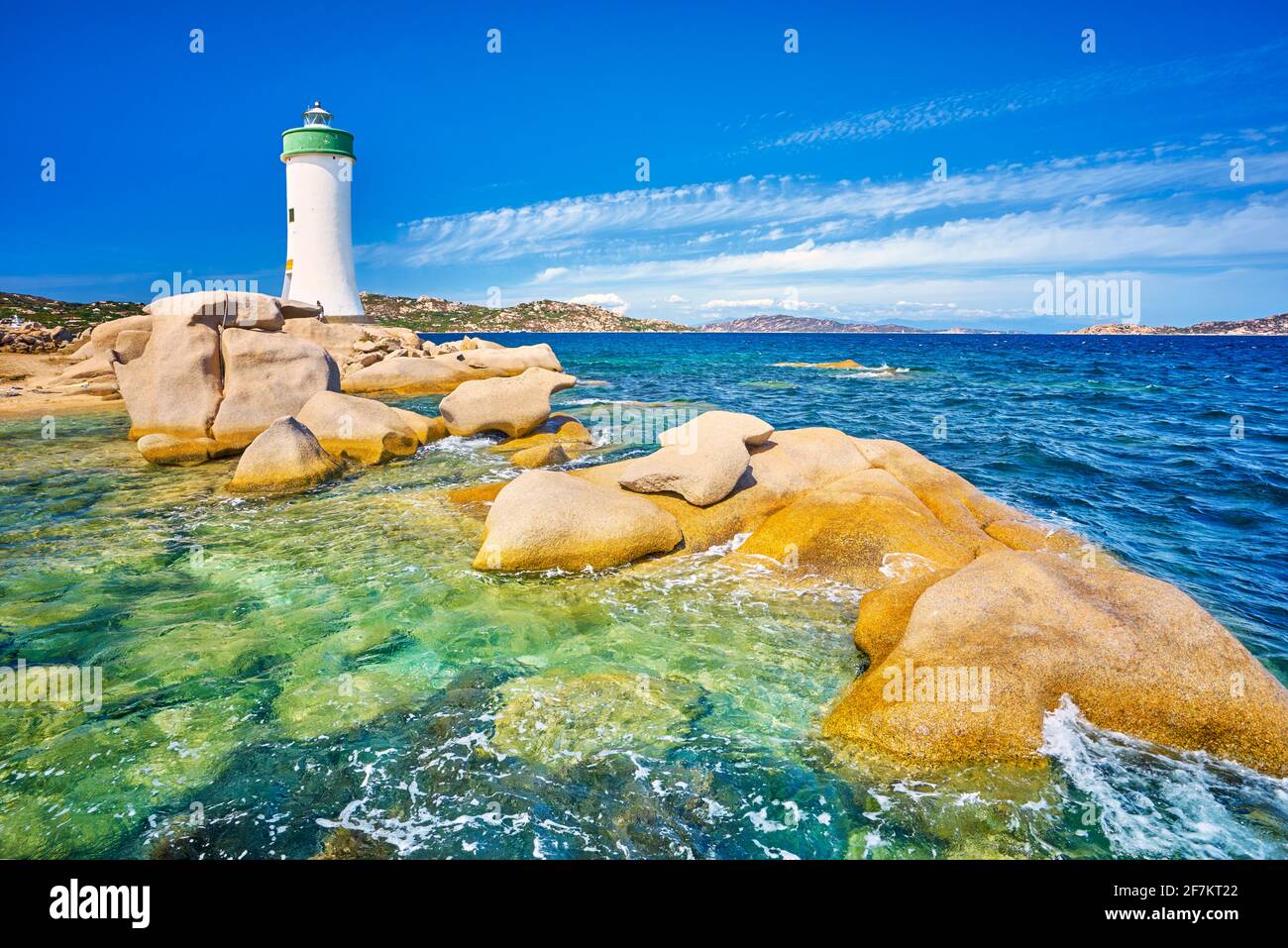 Phare de Porto Faro, île de Sardaigne, Italie Banque D'Images