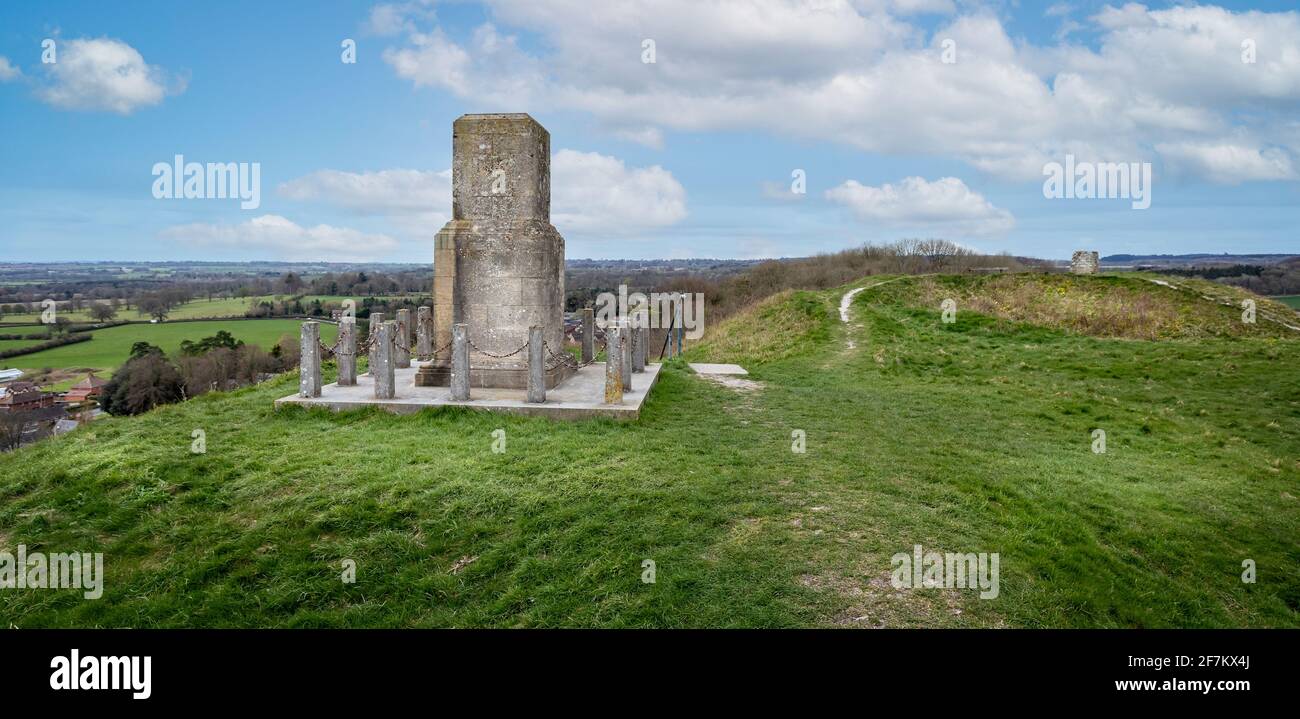 Panorama de la Seconde Guerre mondiale sur Castle Hill à Mere, Wiltshire, Royaume-Uni, le 8 avril 2021 Banque D'Images