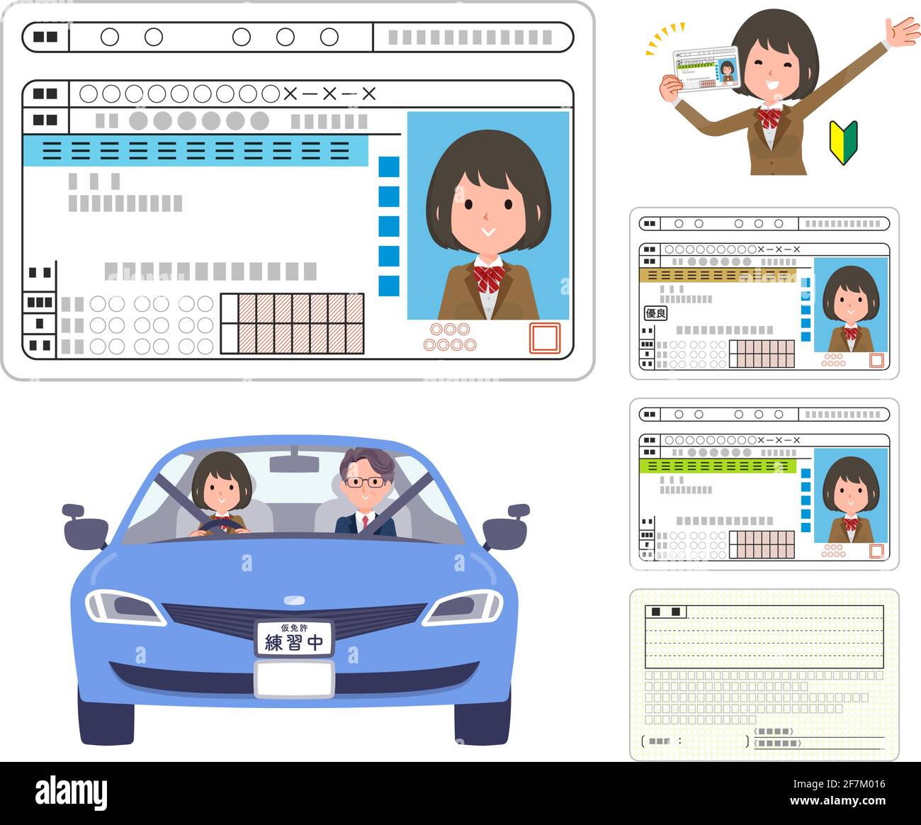 Un ensemble de lycéens qui obtiennent un permis de conduire.c'est l'art vectoriel si facile à éditer. Illustration de Vecteur