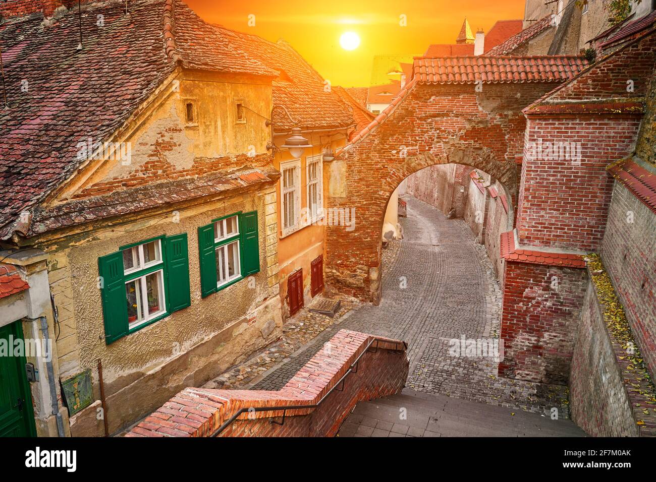 La vieille ville de Sibiu, en Transylvanie, Roumanie Banque D'Images