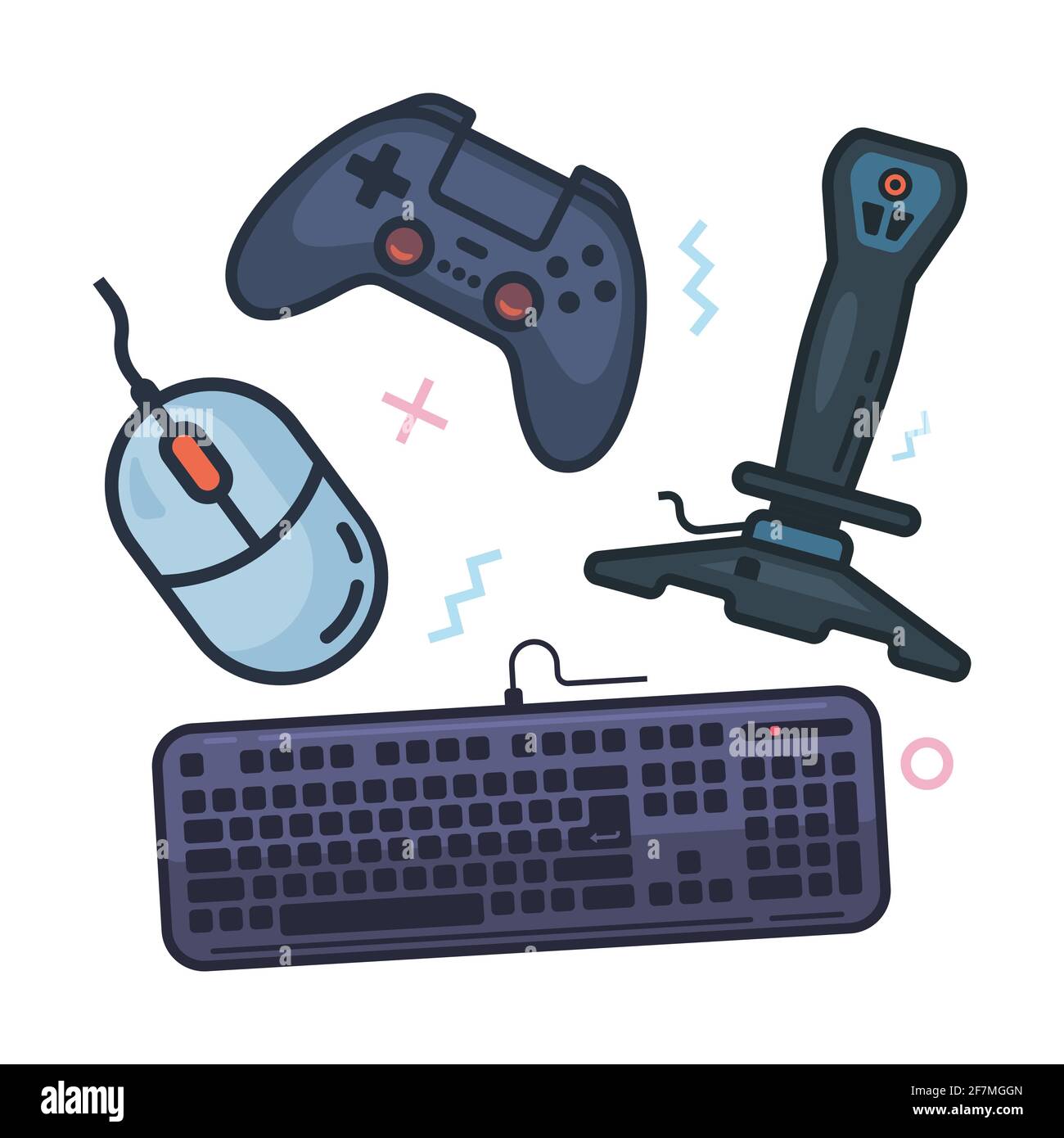 L'ensemble de la manette de jeu est isolé sur un fond blanc. Différents types de contrôleurs pour les jeux vidéo. Illustration vectorielle, EPS 10. Illustration de Vecteur