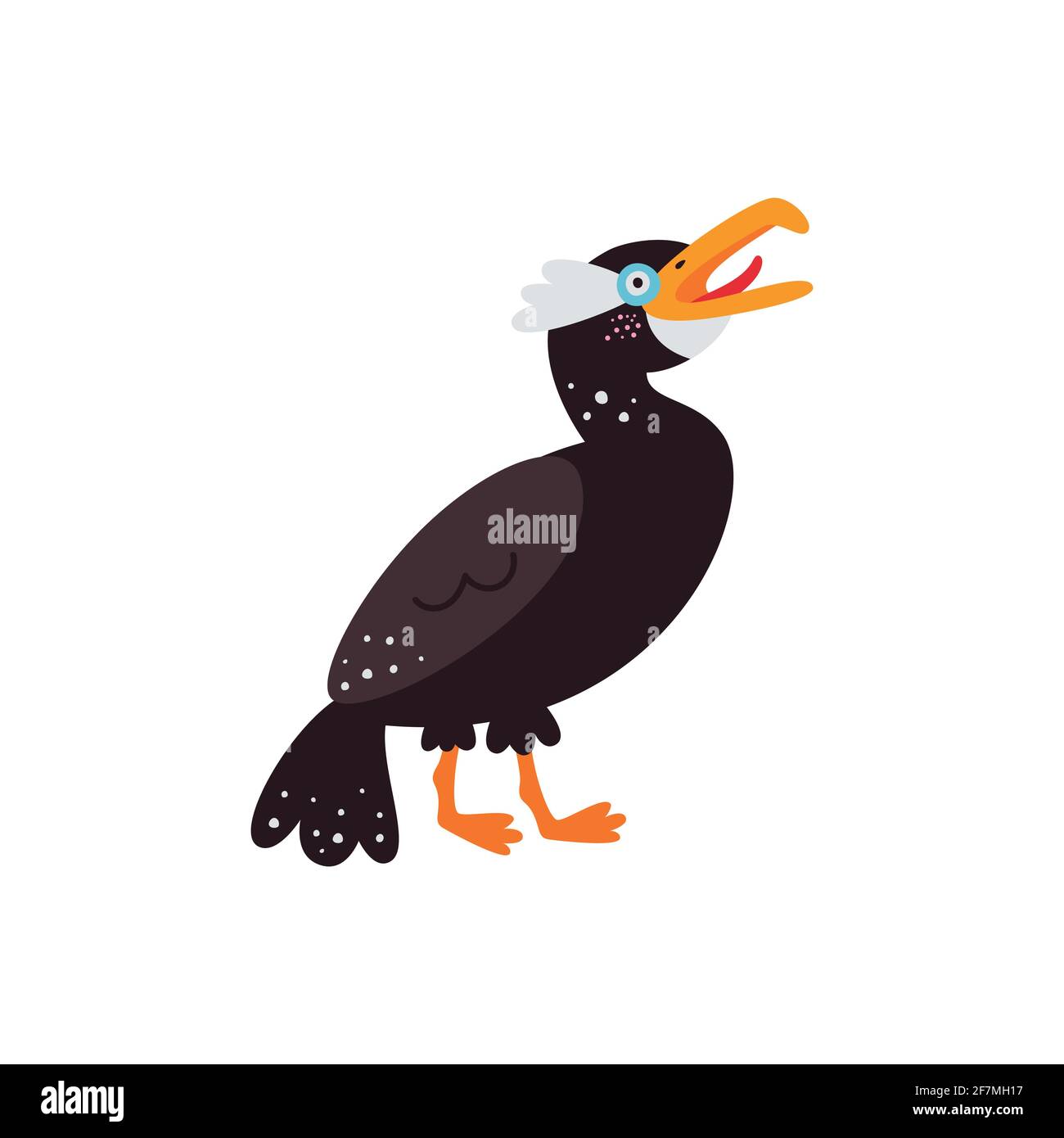Illustration vectorielle sur fond blanc, oiseau cormorant. Illustration de Vecteur