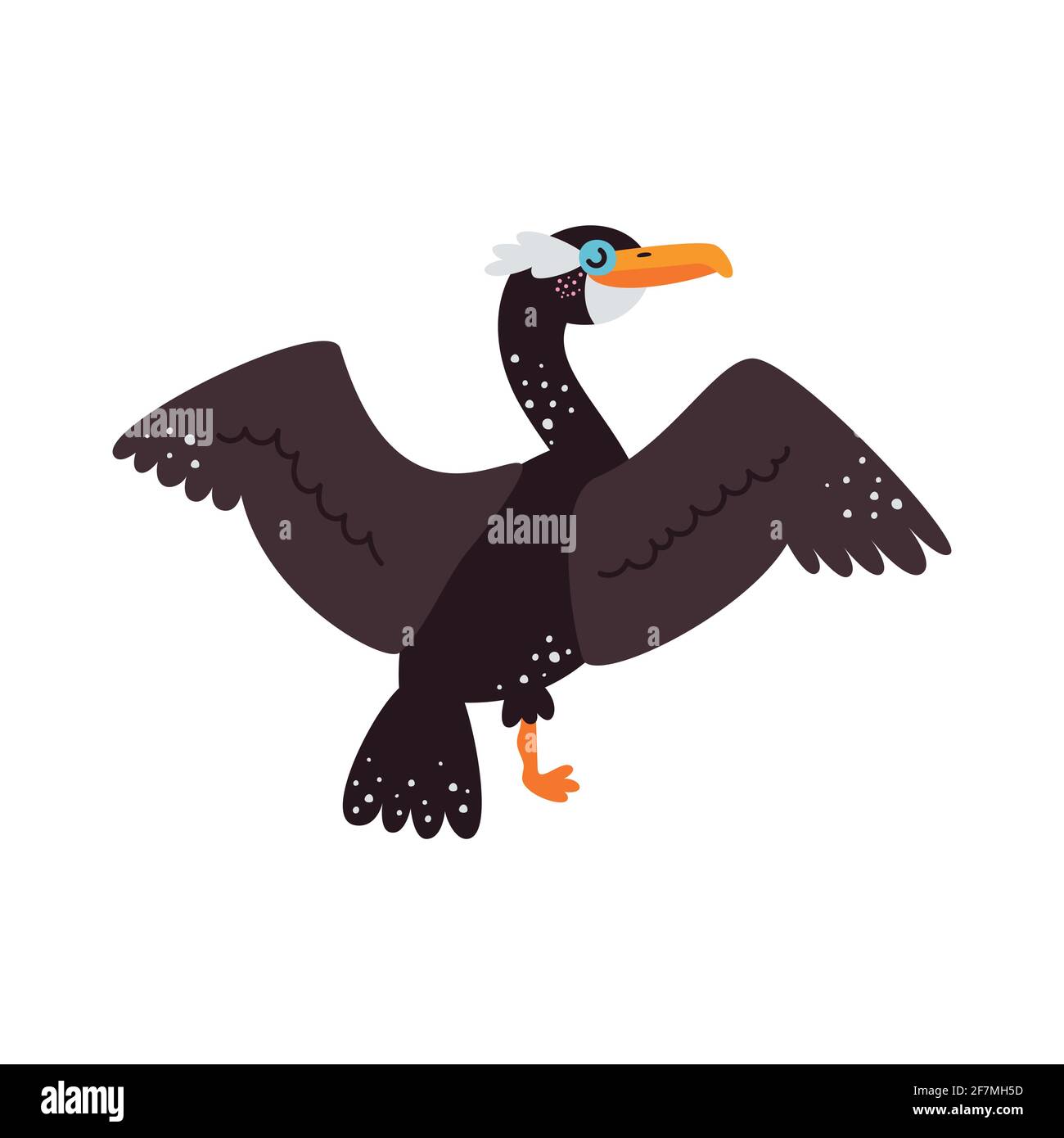 Illustration vectorielle sur fond blanc, oiseau cormorant. Illustration de Vecteur