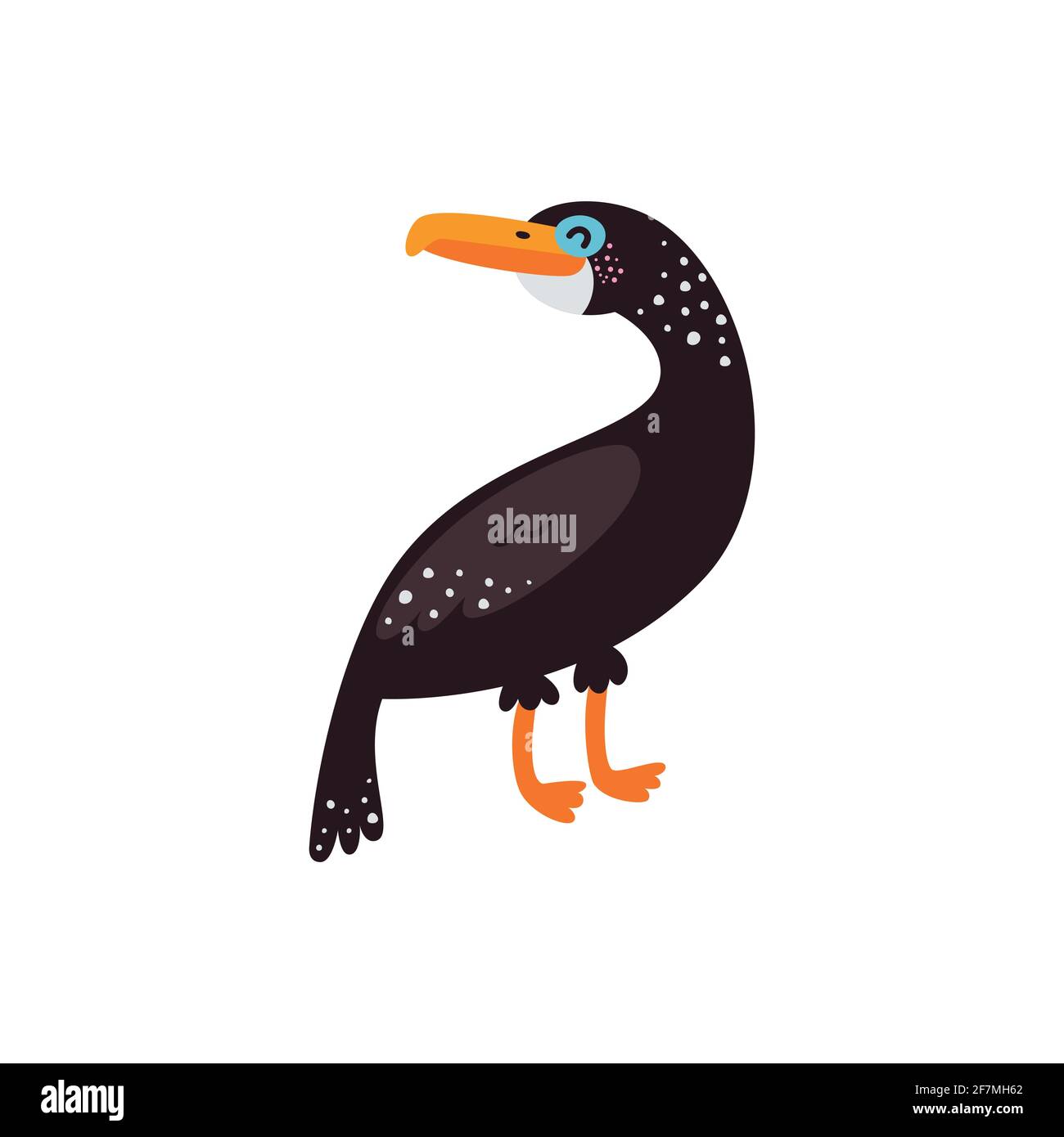 Illustration vectorielle sur fond blanc, oiseau cormorant. Illustration de Vecteur