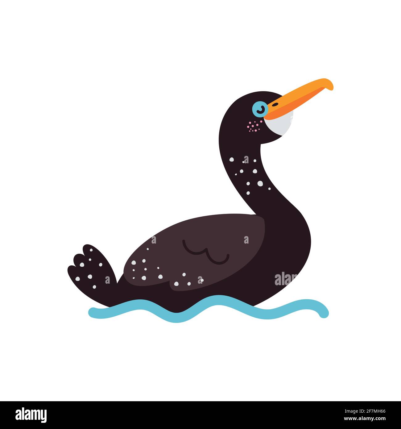 Illustration vectorielle sur fond blanc, oiseau cormorant. Illustration de Vecteur