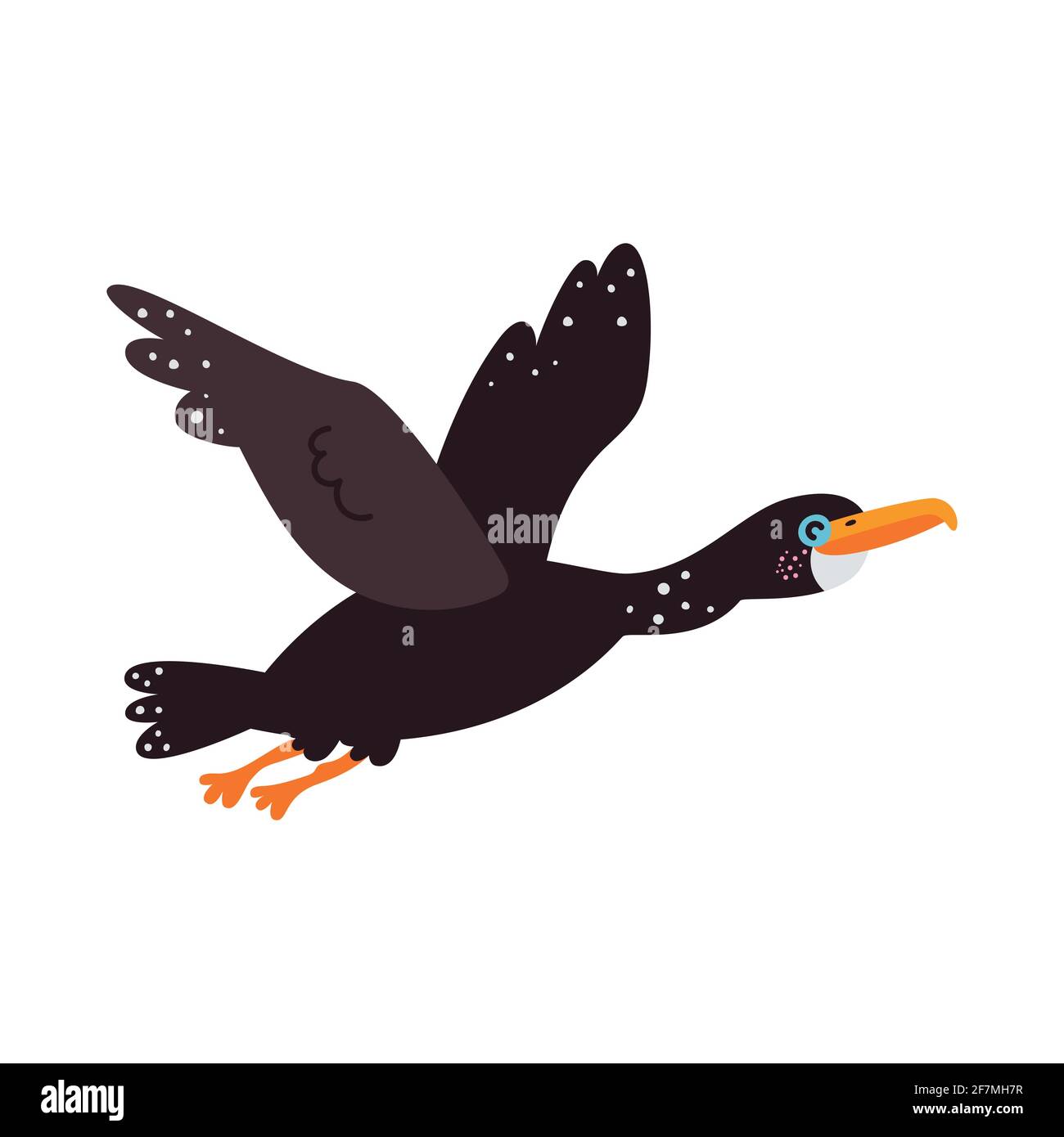 Illustration vectorielle sur fond blanc, oiseau cormorant. Illustration de Vecteur