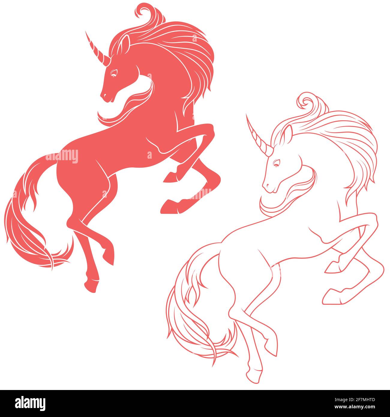 Motif vectoriel licorne de conte de fées, créature magique mignonne, silhouette de licorne de style enfantin Illustration de Vecteur