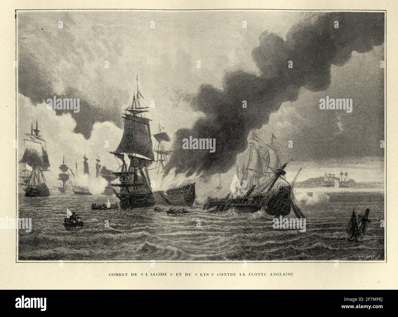 L'action du 8 juin 1755 fut une bataille navale entre la France et la Grande-Bretagne au début de la guerre française et indienne. Les Britanniques ont capturé les navires français de troisième classe Alcide et Lys au large de Cape Ray, à Terre-Neuve Banque D'Images